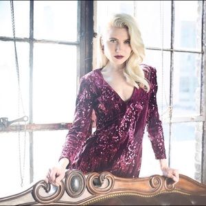 ALEXIA ADMOR Deep Red Sequin Dress Size 2